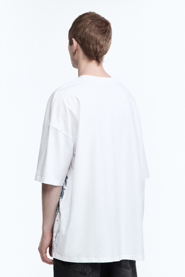 Футболка oversize с принтом - цвет белый - 4