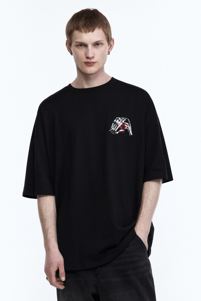 Футболка oversize с принтом - цвет черный - 2