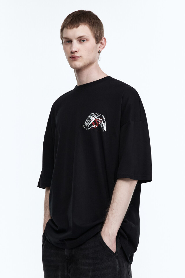 Футболка oversize с принтом - цвет черный - 3