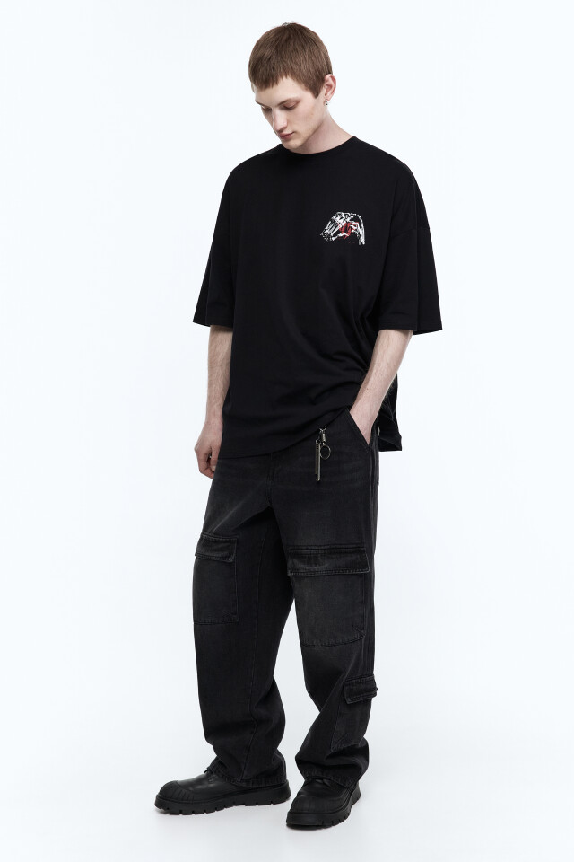 Футболка oversize с принтом - цвет черный - 5