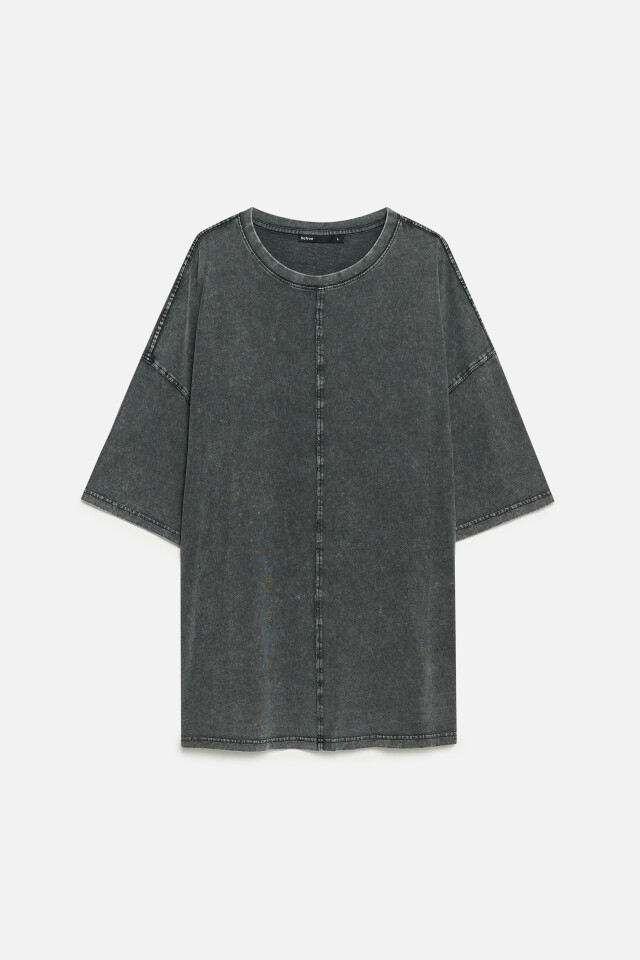 Футболка oversize хлопковая с вареным эффектом - цвет серый - 8