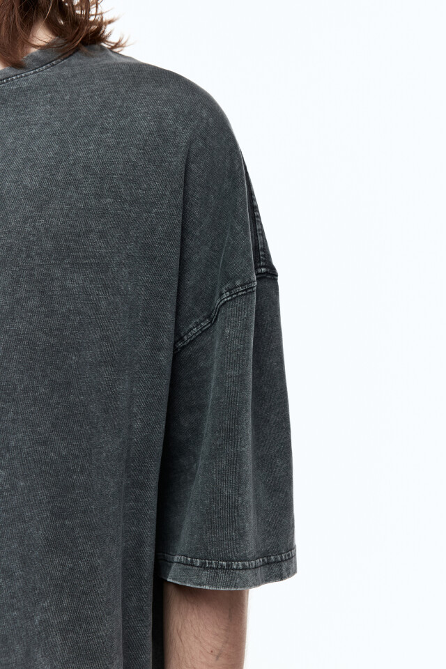 Футболка oversize хлопковая с вареным эффектом - цвет серый - 7