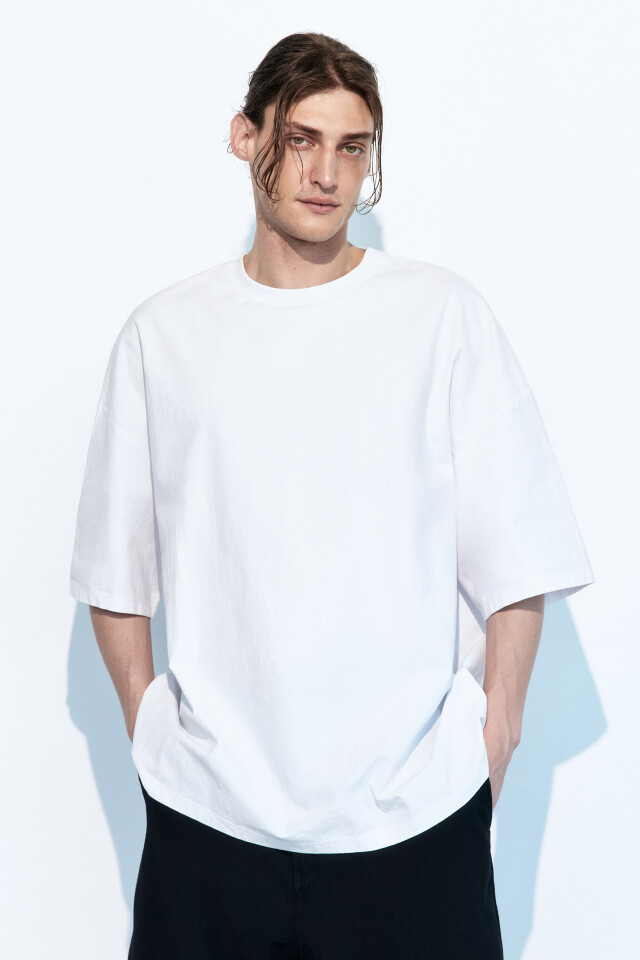 Футболка oversize с удлиненными рукавами - цвет белый - 2