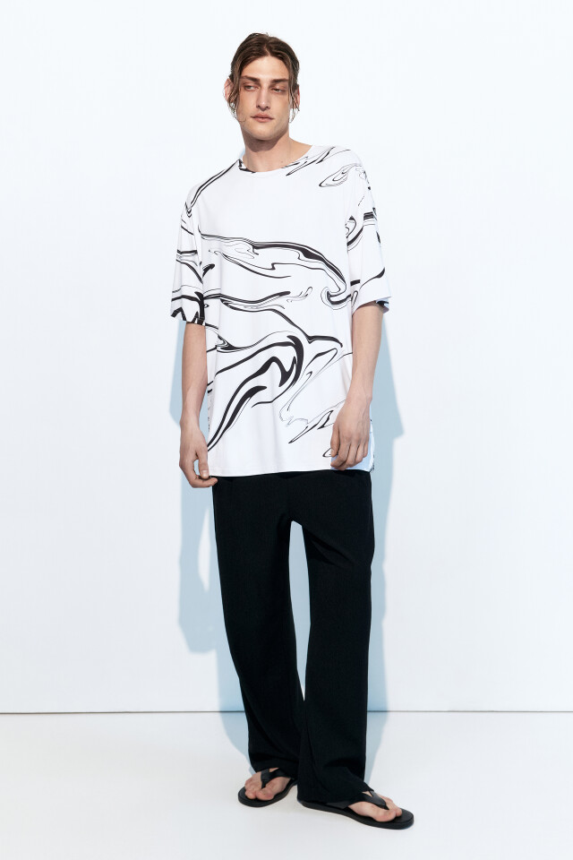 Футболка oversize спортивная с принтом - цвет белый - 5