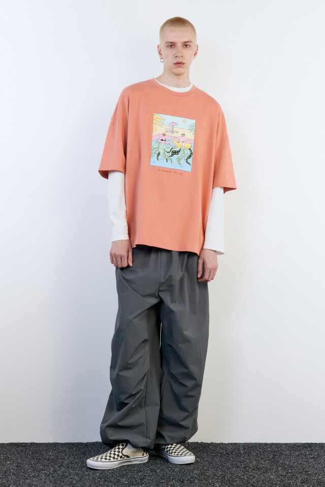 Футболка oversize с принтом-комиксом - цвет розовый - 5