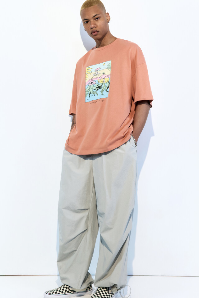 Футболка oversize с принтом-комиксом - цвет розовый - 9