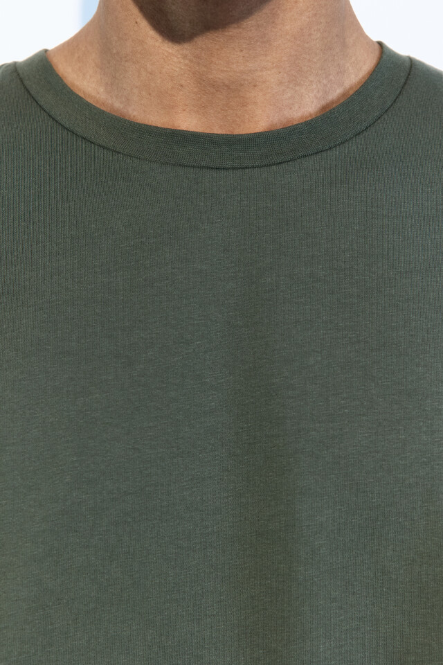Футболка oversize хлопковая однотонная - цвет зеленый - 6