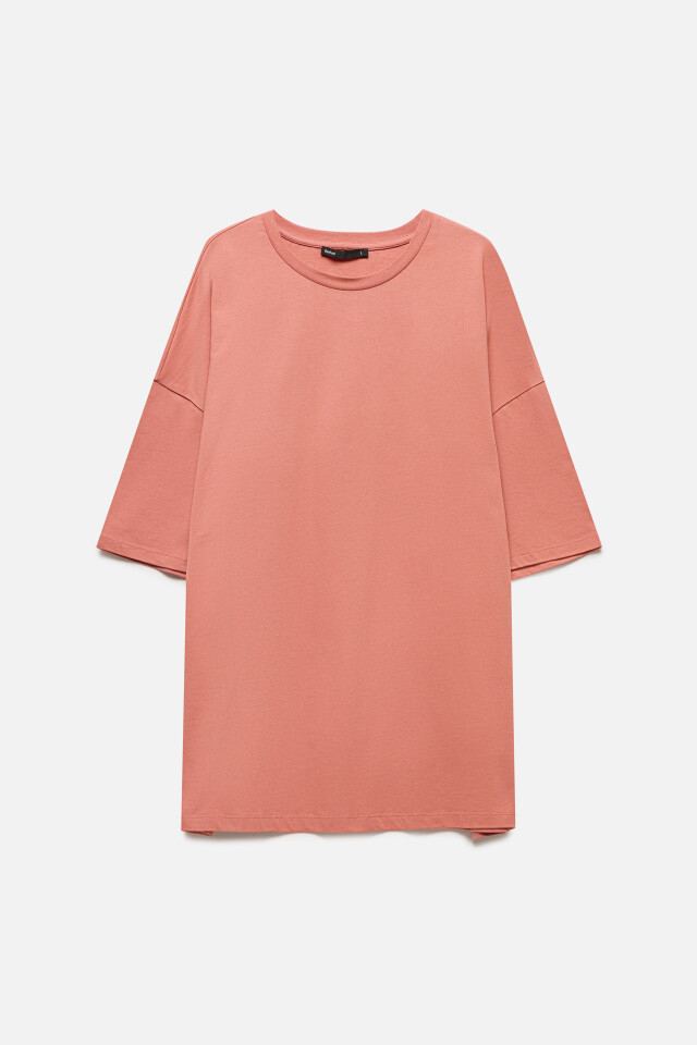 Футболка oversize хлопковая однотонная - цвет розовый - 8