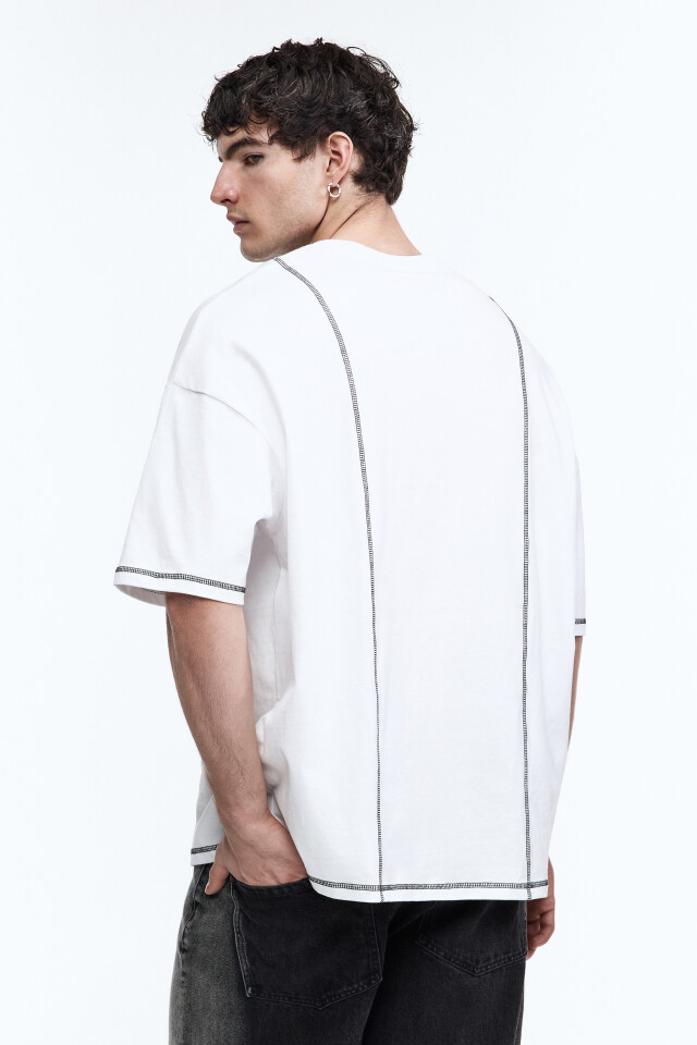 Футболка oversize в стиле гранж - цвет белый - 6