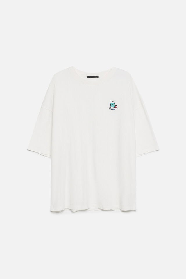 Футболка oversize с вареным эффектом и принтом - цвет белый - 10