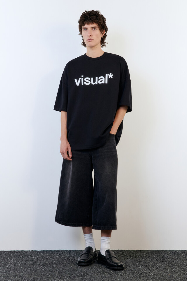 Футболка oversize хлопковая с надписью - цвет черный - 5