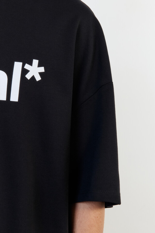 Футболка oversize хлопковая с надписью - цвет черный - 7
