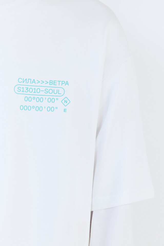 Футболка oversize хлопковая с принтом - цвет белый - 7