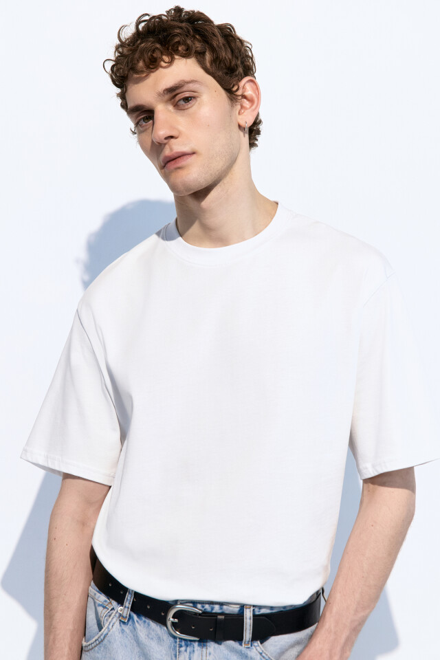 Футболка oversize базовая - цвет белый - 1