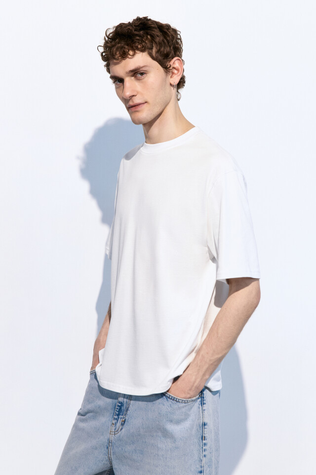 Футболка oversize базовая - цвет белый - 3