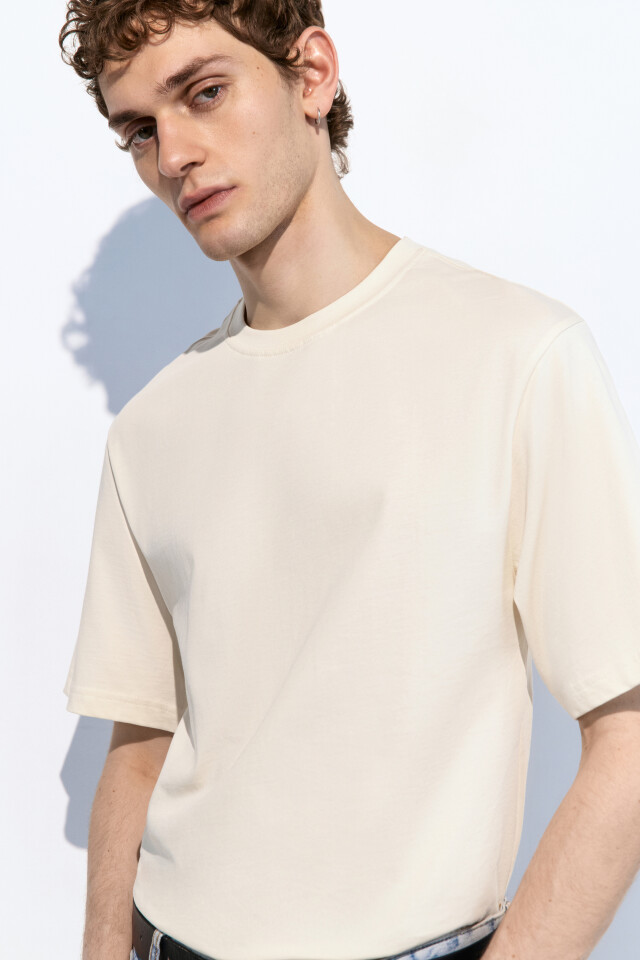 Футболка oversize базовая - цвет бежевый - 1