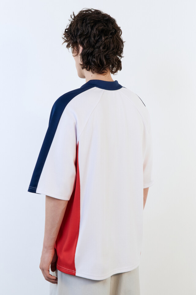 Футболка-поло oversize из футера с принтом - цвет мультиколор - 5
