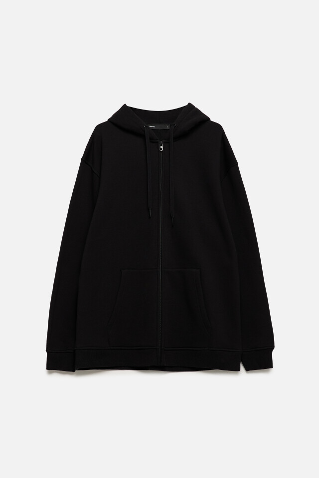 Худи oversize на молнии с капюшоном - цвет черный - 9