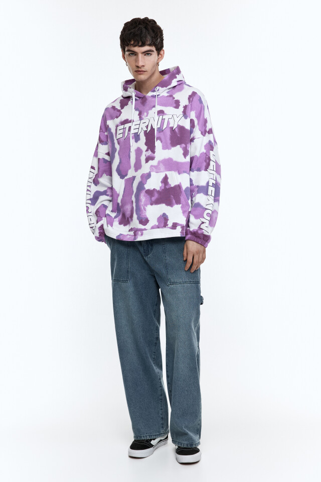 Худи oversize с принтом и надписью - цвет розовый - 3