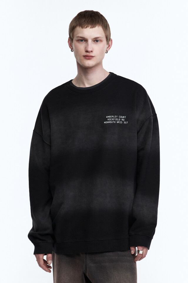 Свитшот oversize со стиркой bleach wash - цвет черный - 2