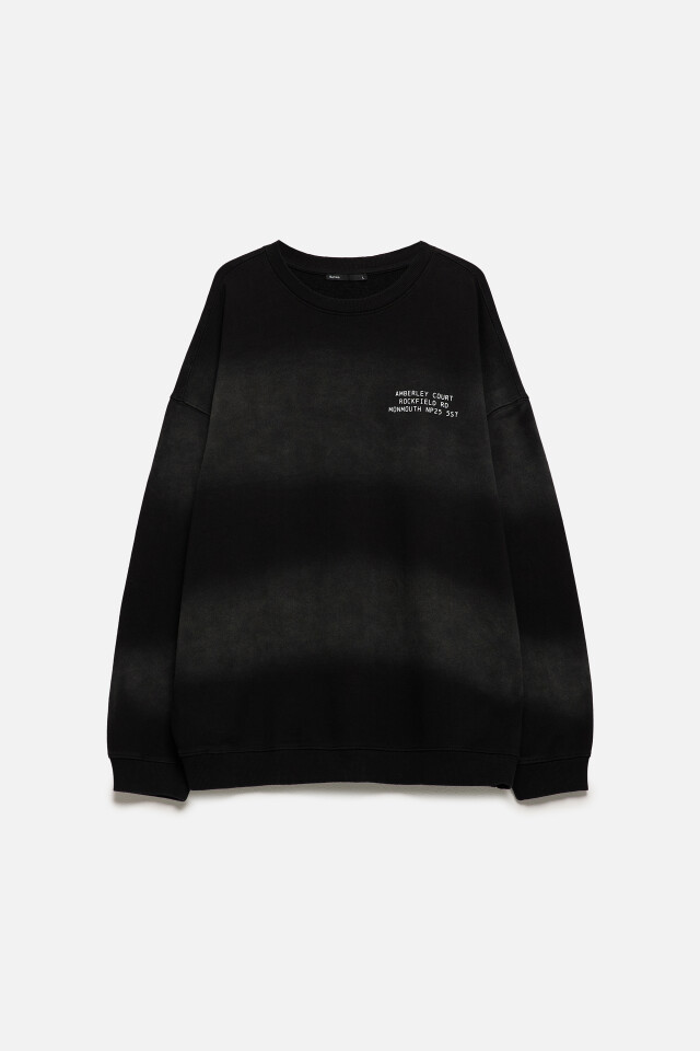 Свитшот oversize со стиркой bleach wash - цвет черный - 8