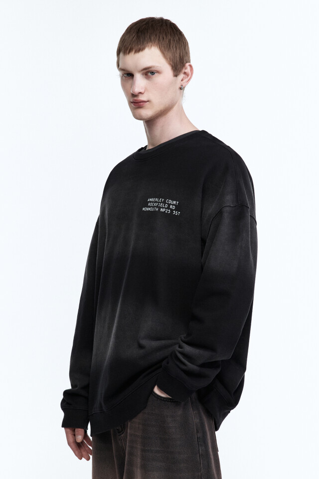 Свитшот oversize со стиркой bleach wash - цвет черный - 3