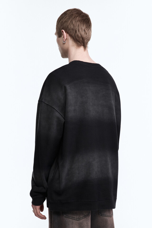Свитшот oversize со стиркой bleach wash - цвет черный - 4