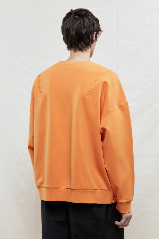 Свитшот oversize с молниями на плечах - цвет оранжевый - 4