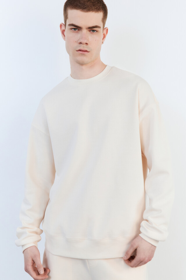 Свитшот oversize базовый из футера - цвет бежевый - 1