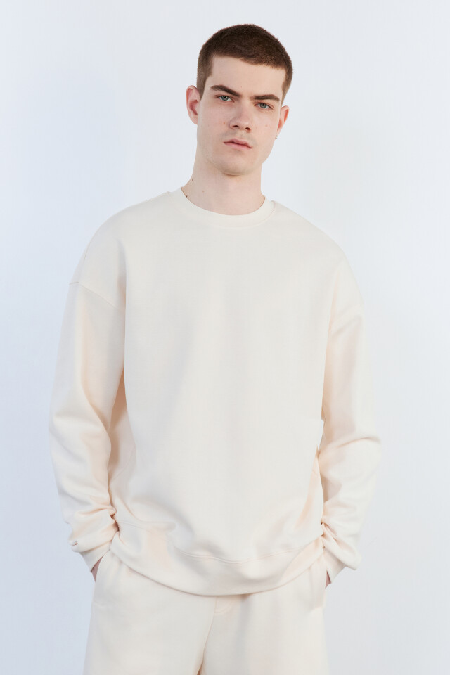 Свитшот oversize базовый из футера - цвет бежевый - 2
