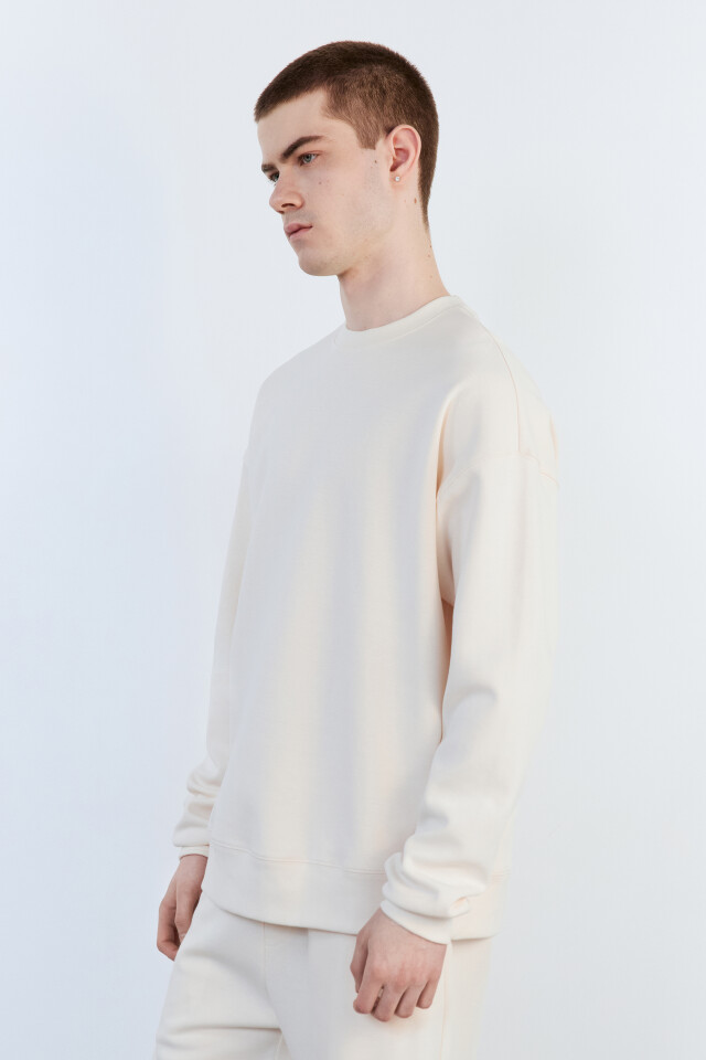 Свитшот oversize базовый из футера - цвет бежевый - 3