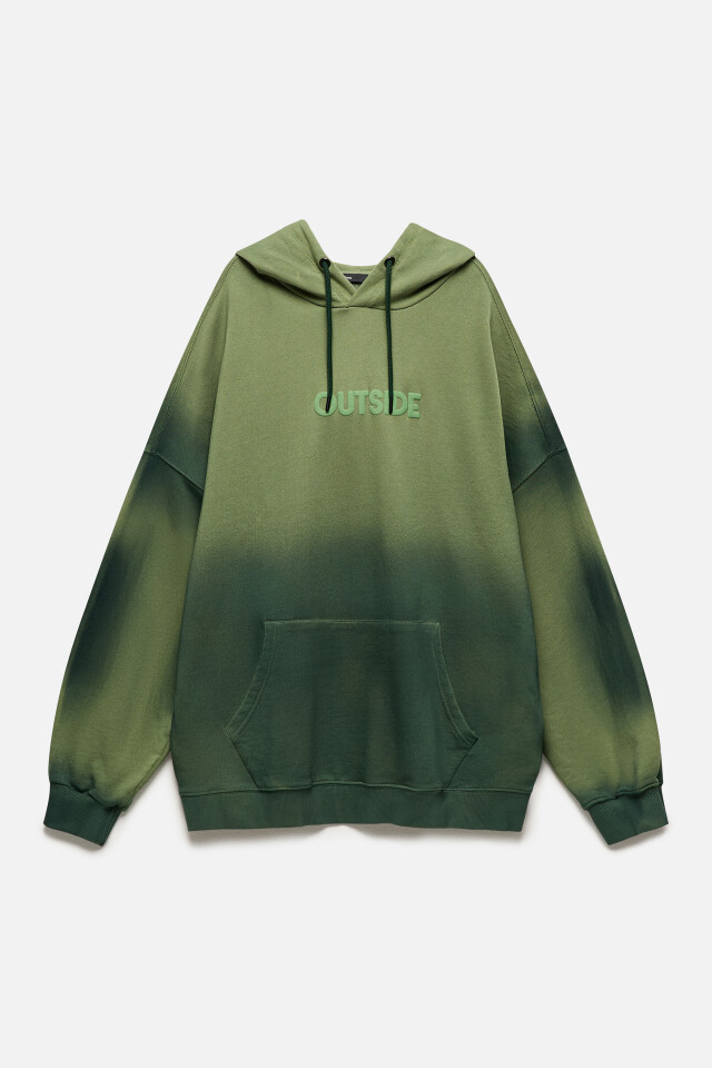 Худи oversize с вареным эффектом и принтом - цвет зеленый - 11