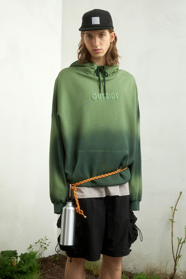 Худи oversize с вареным эффектом и принтом - цвет зеленый - 10
