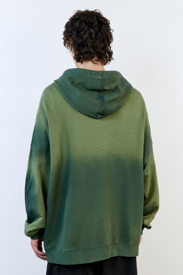Худи oversize с вареным эффектом и принтом - цвет зеленый - 5