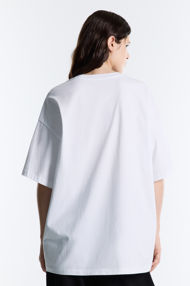 Футболка oversize с принтом-абстракцией - цвет белый - 6