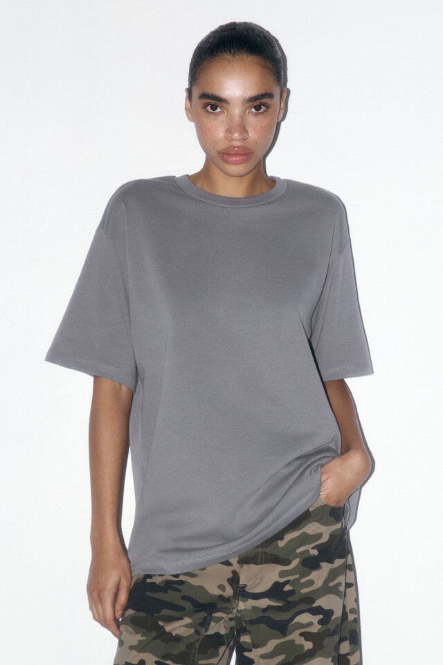 Футболка oversize из плотного трикотажа - цвет серый - 3