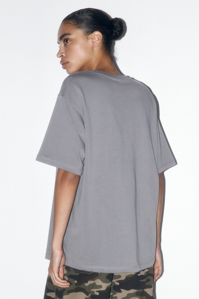 Футболка oversize из плотного трикотажа - цвет серый - 5