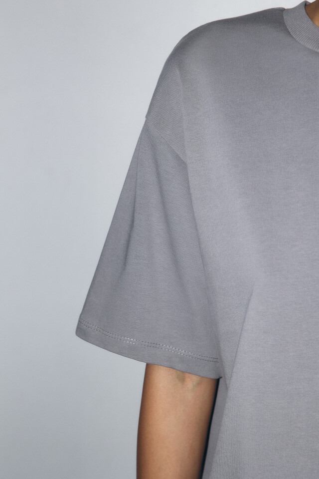 Футболка oversize из плотного трикотажа - цвет серый - 8