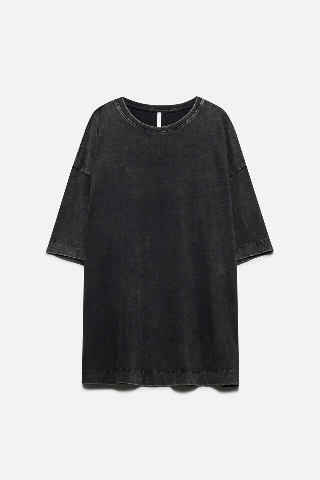 Футболка oversize хлопковая с вареным эффектом - цвет черный - 9