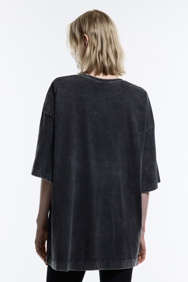 Футболка oversize хлопковая с вареным эффектом - цвет черный - 5