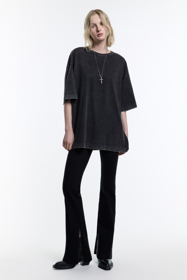 Футболка oversize хлопковая с вареным эффектом - цвет черный - 6