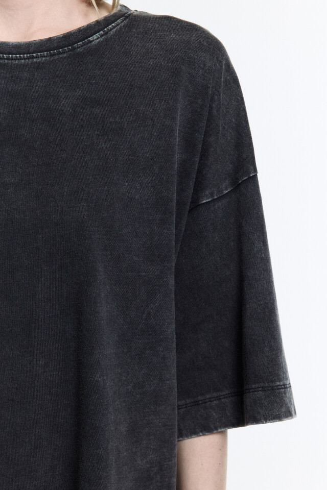 Футболка oversize хлопковая с вареным эффектом - цвет черный - 7