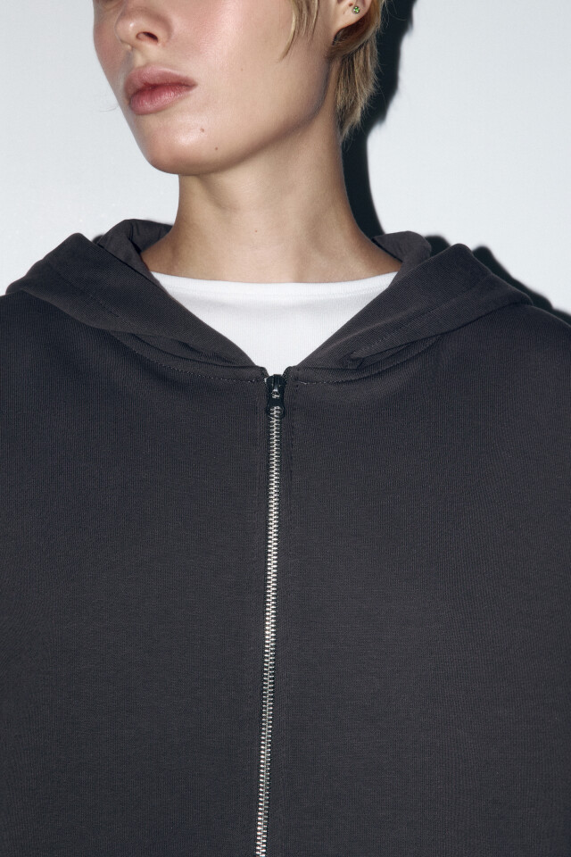 Худи-зипка oversize с капюшоном - цвет серый - 5