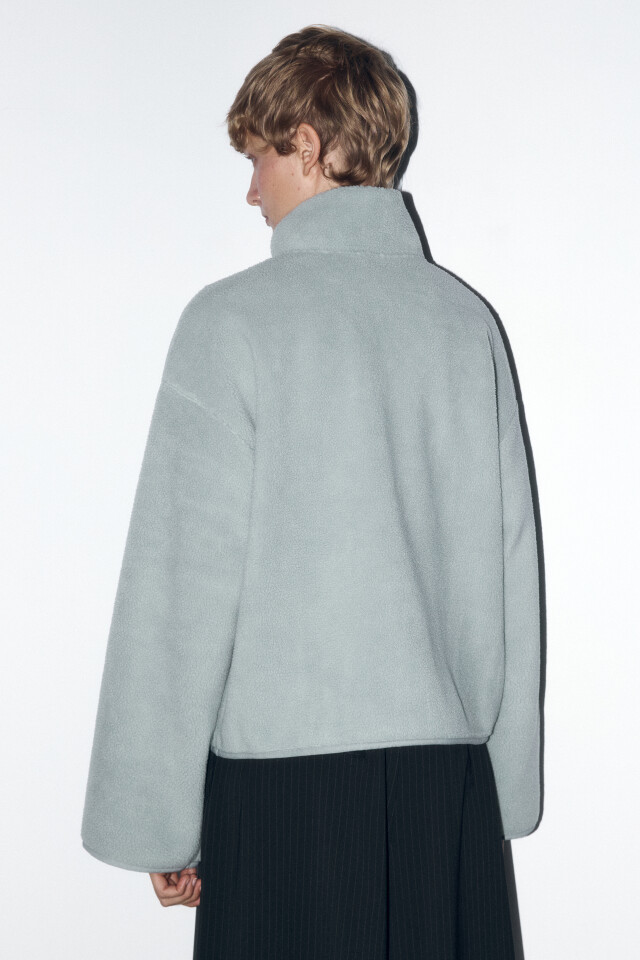 Толстовка half-zip свободная из флиса - цвет серый - 4