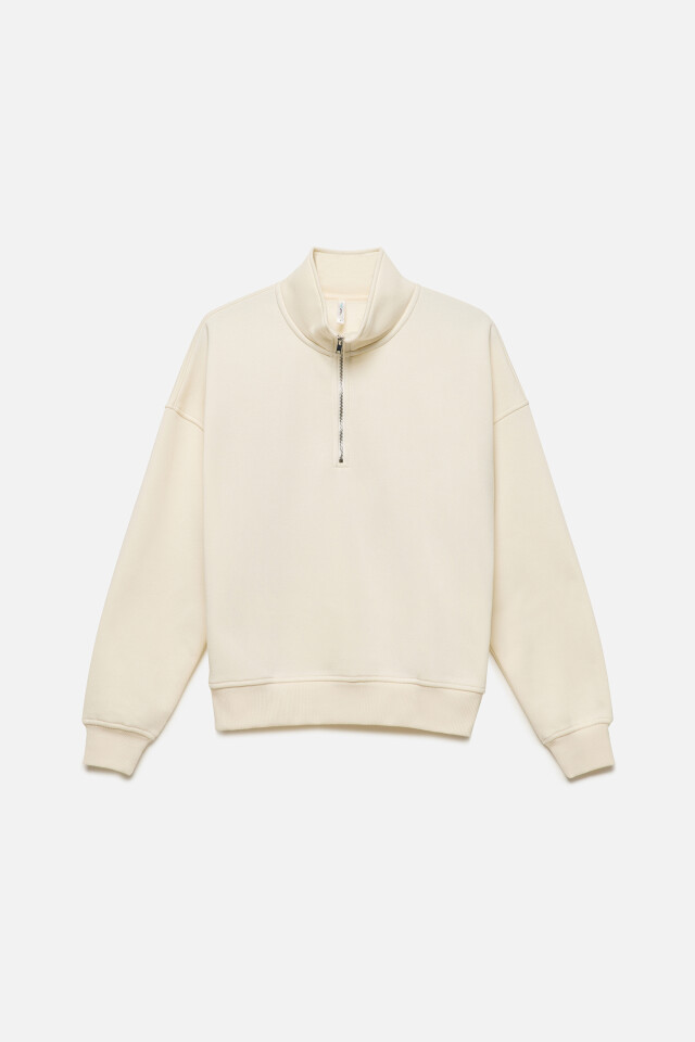 Свитшот half-zip с воротником-стойкой - цвет молочный - 10