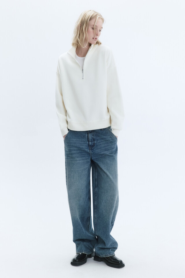 Свитшот half-zip с воротником-стойкой - цвет молочный - 6