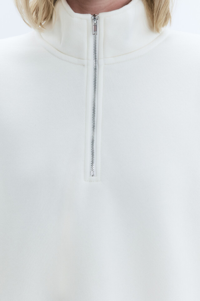 Свитшот half-zip с воротником-стойкой - цвет молочный - 7