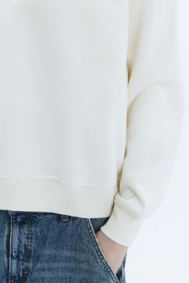 Свитшот half-zip с воротником-стойкой - цвет молочный - 8