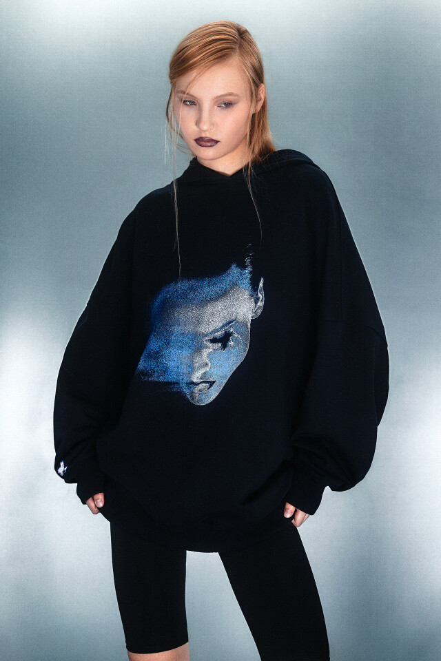 Худи oversize с принтом-абстракцией - цвет серый - 10