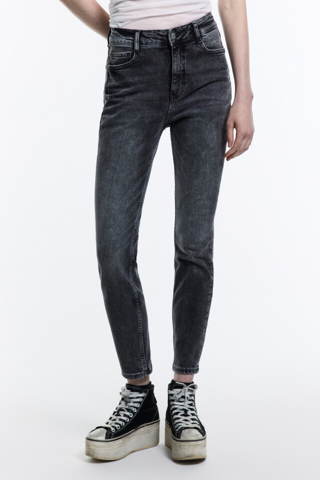 Джинсы skinny fit с высокой посадкой - цвет серый - 2
